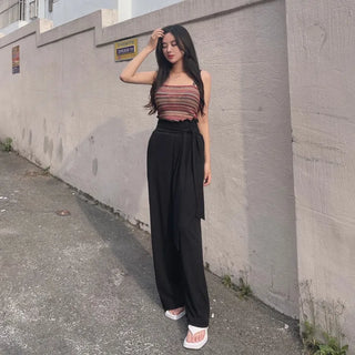 Bohemian Color Block Striped Sleeveless Top