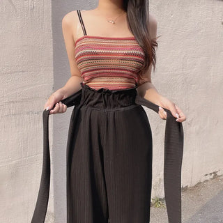 Bohemian Color Block Striped Sleeveless Top