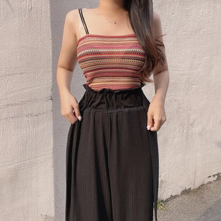 Bohemian Color Block Striped Sleeveless Top
