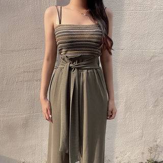 Bohemian Color Block Striped Sleeveless Top