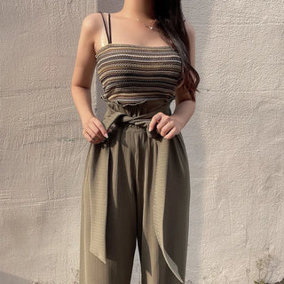 Bohemian Color Block Striped Sleeveless Top