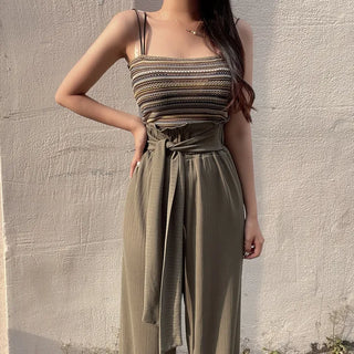Bohemian Color Block Striped Sleeveless Top