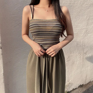 Bohemian Color Block Striped Sleeveless Top