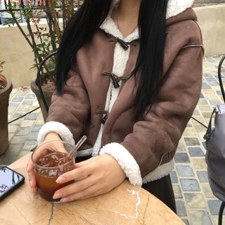Duffle Hoodie Shearling Coat Jacket Hooded Winter Outerwear