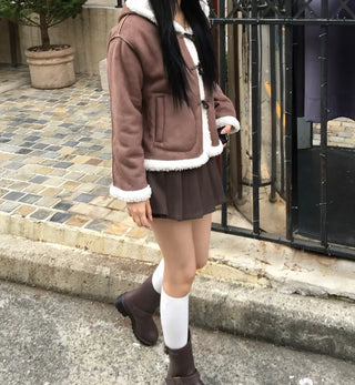 Duffle Hoodie Shearling Coat Jacket Hooded Winter Outerwear