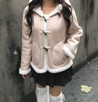 Duffle Hoodie Shearling Coat Jacket Hooded Winter Outerwear