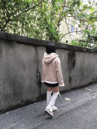 Duffle Hoodie Shearling Coat Jacket Hooded Winter Outerwear