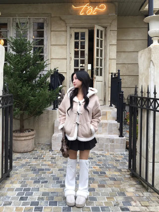Duffle Hoodie Shearling Coat Jacket Hooded Winter Outerwear
