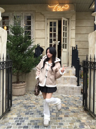 Duffle Hoodie Shearling Coat Jacket Hooded Winter Outerwear