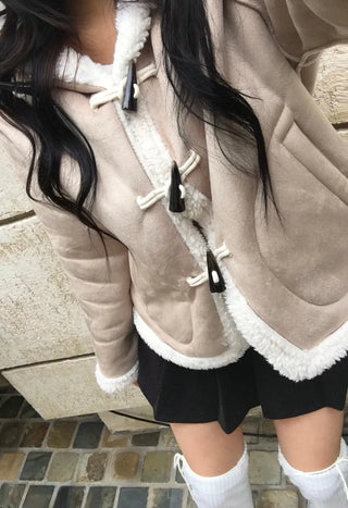 Duffle Hoodie Shearling Coat Jacket Hooded Winter Outerwear