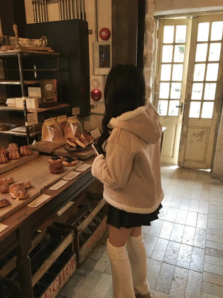 Duffle Hoodie Shearling Coat Jacket Hooded Winter Outerwear