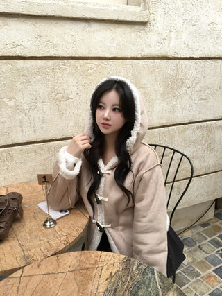 Duffle Hoodie Shearling Coat Jacket Hooded Winter Outerwear