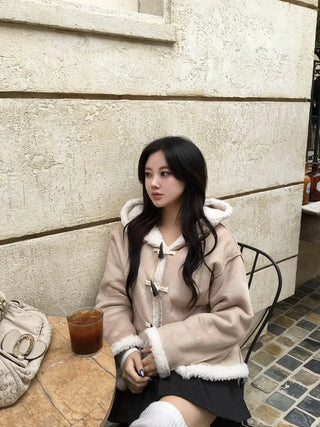 Duffle Hoodie Shearling Coat Jacket Hooded Winter Outerwear