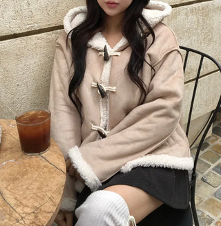 Duffle Hoodie Shearling Coat Jacket Hooded Winter Outerwear