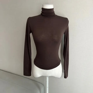 Fleece-lined Rounded Turtleneck Tee Winter Innerwear Inner Long