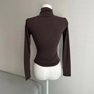 Fleece-lined Rounded Turtleneck Tee Winter Innerwear Inner Long