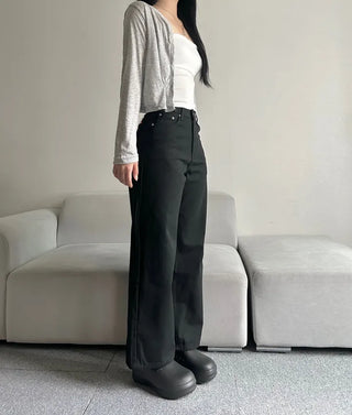 Cotton Wide Pants Fleece-lined Trousers Petite Daily Commute