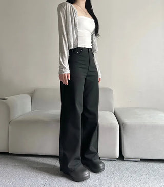 Cotton Wide Pants Fleece-lined Trousers Petite Daily Commute