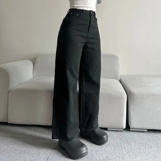 Cotton Wide Pants Fleece-lined Trousers Petite Daily Commute