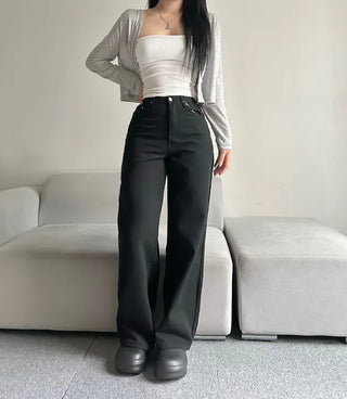 Cotton Wide Pants Fleece-lined Trousers Petite Daily Commute