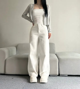 Cotton Wide Pants Fleece-lined Trousers Petite Daily Commute