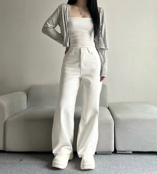 Cotton Wide Pants Fleece-lined Trousers Petite Daily Commute