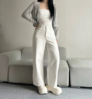 Cotton Wide Pants Fleece-lined Trousers Petite Daily Commute