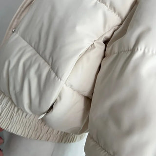 Fur hooded cropped padded jacket short shearling lightweight