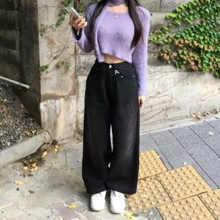 Scarf Set Angora Crop Knit Year-end Look Cardigan