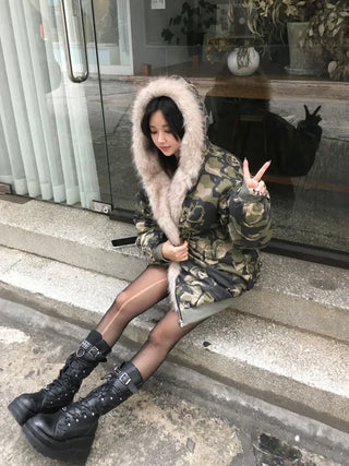 Funky Platform Boots Lace-up Long Work Round Neck