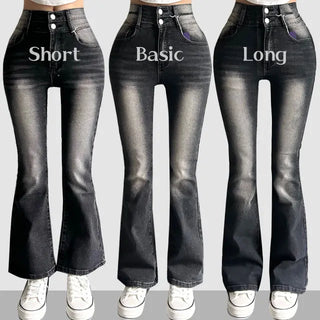 Hip-up Vintage Pelvic Pad High-waisted Bootcut Denim Pants