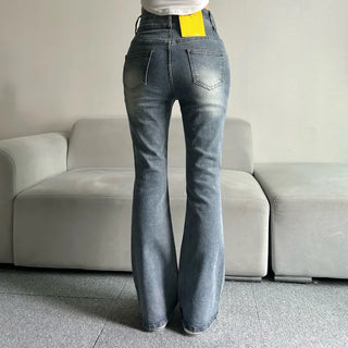 Hip-up Vintage Pelvic Pad High-waisted Bootcut Denim Pants