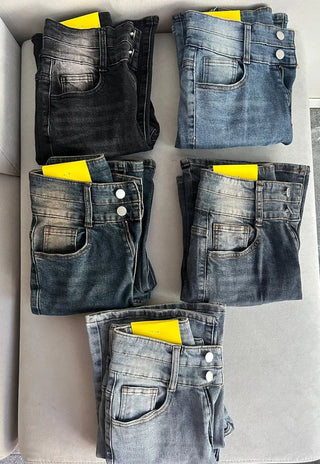 Hip-up Vintage Pelvic Pad High-waisted Bootcut Denim Pants