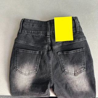 Hip-up Vintage Pelvic Pad High-waisted Bootcut Denim Pants