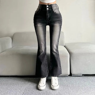 Hip-up Vintage Pelvic Pad High-waisted Bootcut Denim Pants