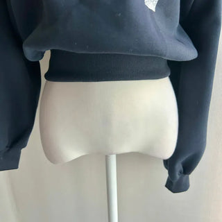 Winter Half Off-shoulder Lettering Sweatshirt Fleece-lined Half-off-shoulder Daily
