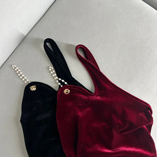 Year-End Pearl One-Shoulder Velvet Dress Sexy Glam Fit