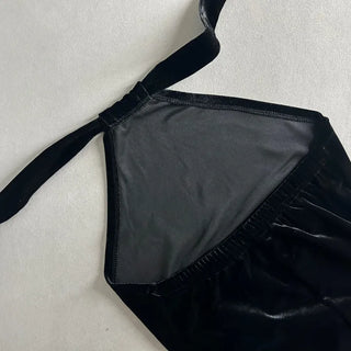 Party Halter Neck Velvet Dress Look Year-End Sexy