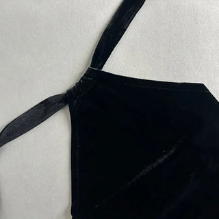 Party Halter Neck Velvet Dress Look Year-End Sexy