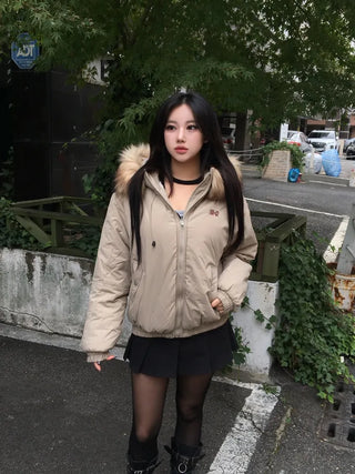 Y2K Wolf Joe Vintage Crop Padded Jacket Short