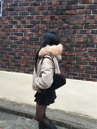 Y2K Wolf Joe Vintage Crop Padded Jacket Short