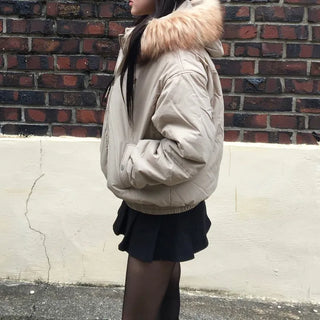 Y2K Wolf Joe Vintage Crop Padded Jacket Short