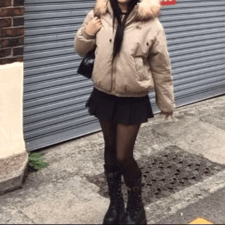 Y2K Wolf Joe Vintage Crop Padded Jacket Short