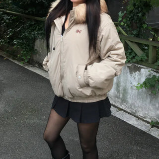 Y2K Wolf Joe Vintage Crop Padded Jacket Short