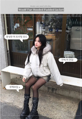 Y2K Wolf Joe Vintage Crop Padded Jacket Short