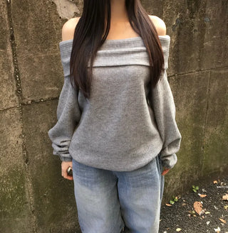 Year-end Fleece-lined Off-shoulder Long Sleeve Tee Daily Party