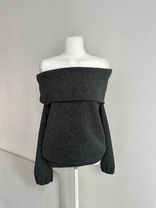 Year-end Fleece-lined Off-shoulder Long Sleeve Tee Daily Party