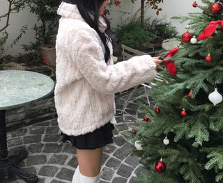 Buckle collar duffle jacket shearling fur coat year-end