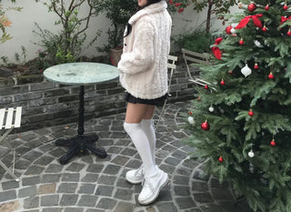 Buckle collar duffle jacket shearling fur coat year-end
