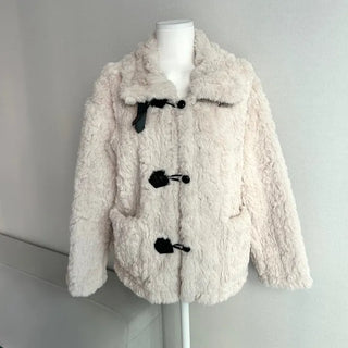 Buckle collar duffle jacket shearling fur coat year-end